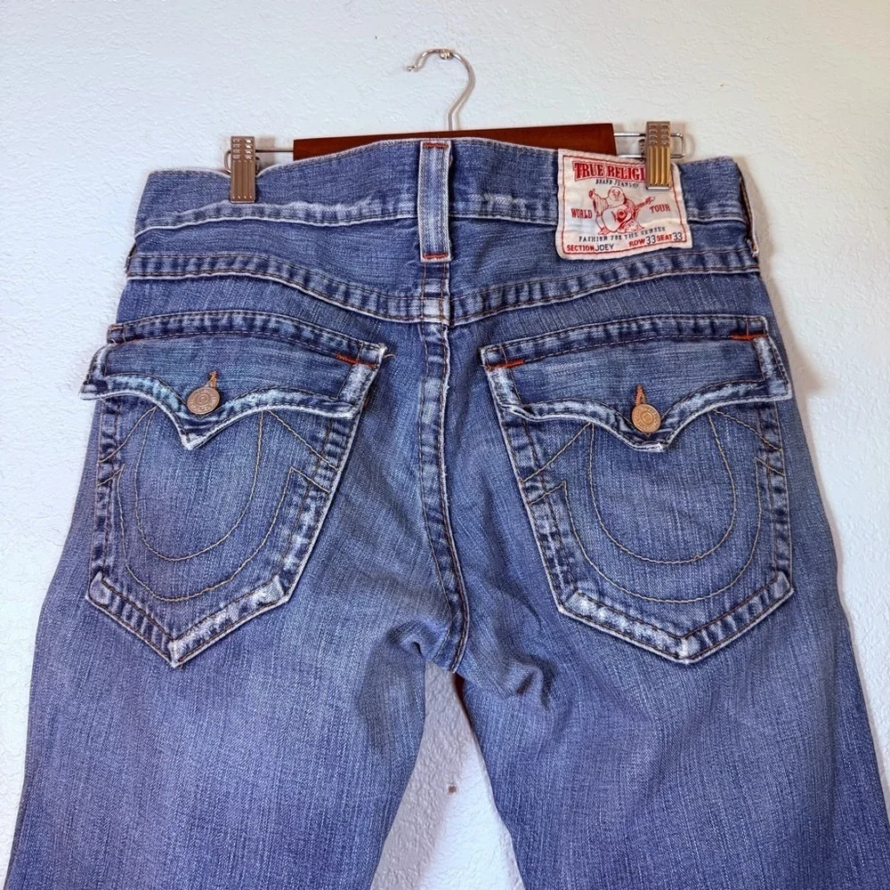 True Religion Joey Super T Flap Twisted Flare Vintage Y2K Thrashed Retro Jean 33